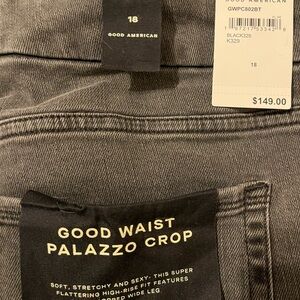 Good American Gray Palazzo Crop Jeans